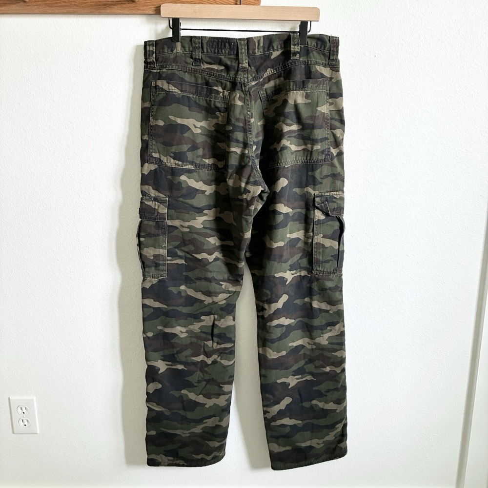 Wrangler Camo Camouflage Utility Cargo Pockets Fleece Lined Pants Mens 34x34 - Picture 3 of 6